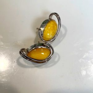 butterscotch Amber earrings, silver I cannot find a mark